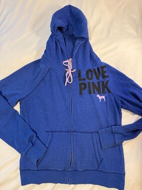 PINK Victoria's Secret Royal Blue Hoodie with Pink Accents
